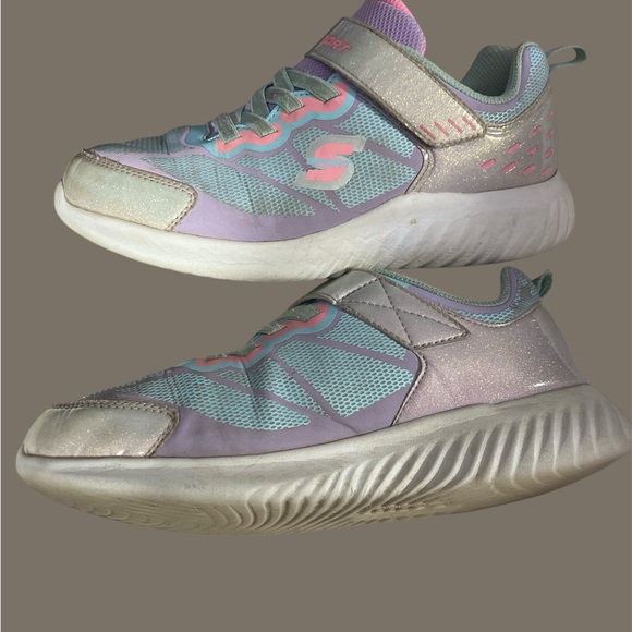Skechers Girls S Sport Memory Foam Sneakers - Mint and Pink- Size 5 - Picture 5 of 9